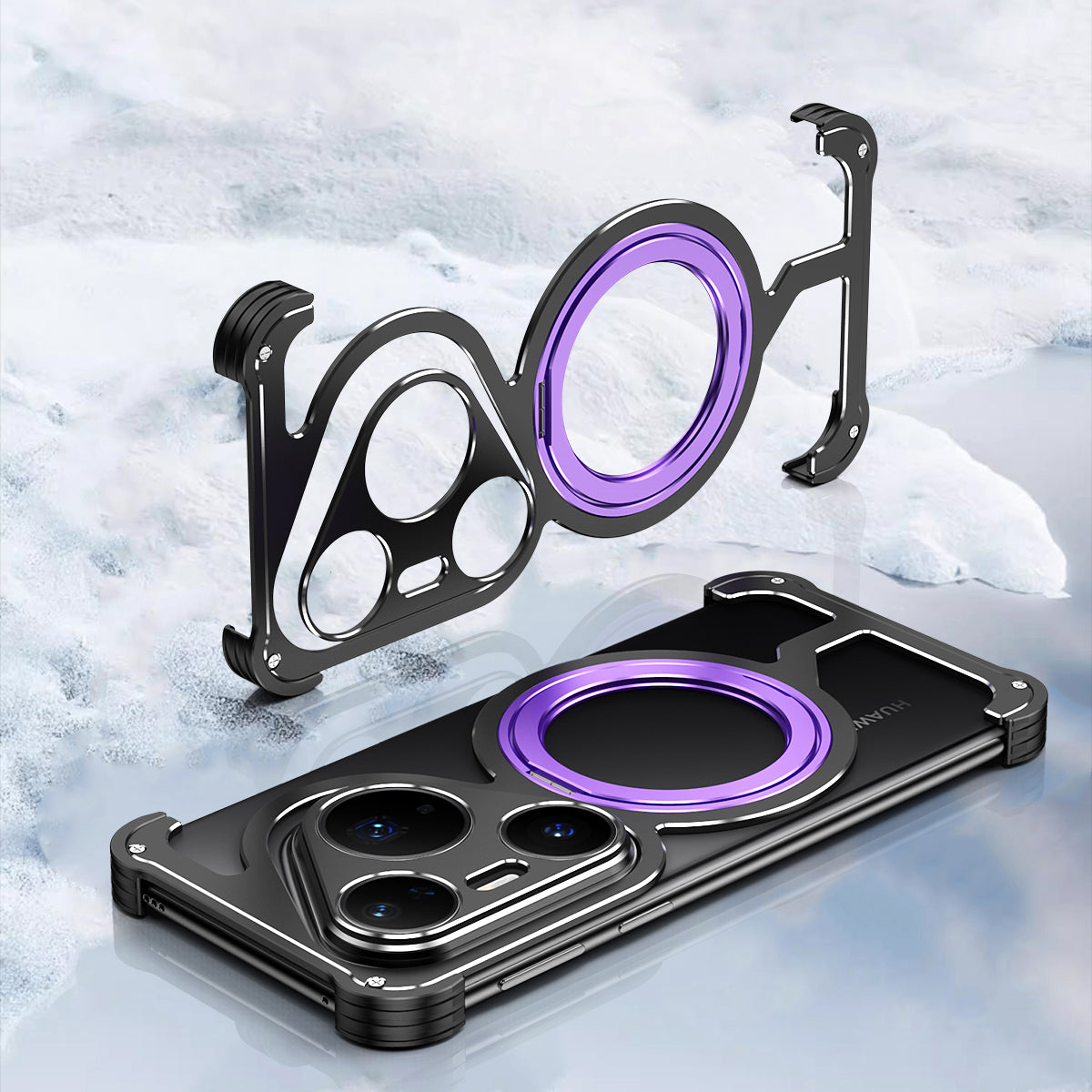 iy Bicolor Armor MagSafe Aluminum Alloy Kickstand Shockproof Metal Case Cover