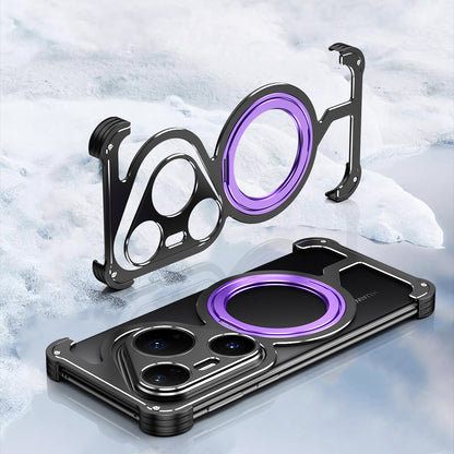 iy Bicolor Armor MagSafe Aluminum Alloy Kickstand Shockproof Metal Case Cover