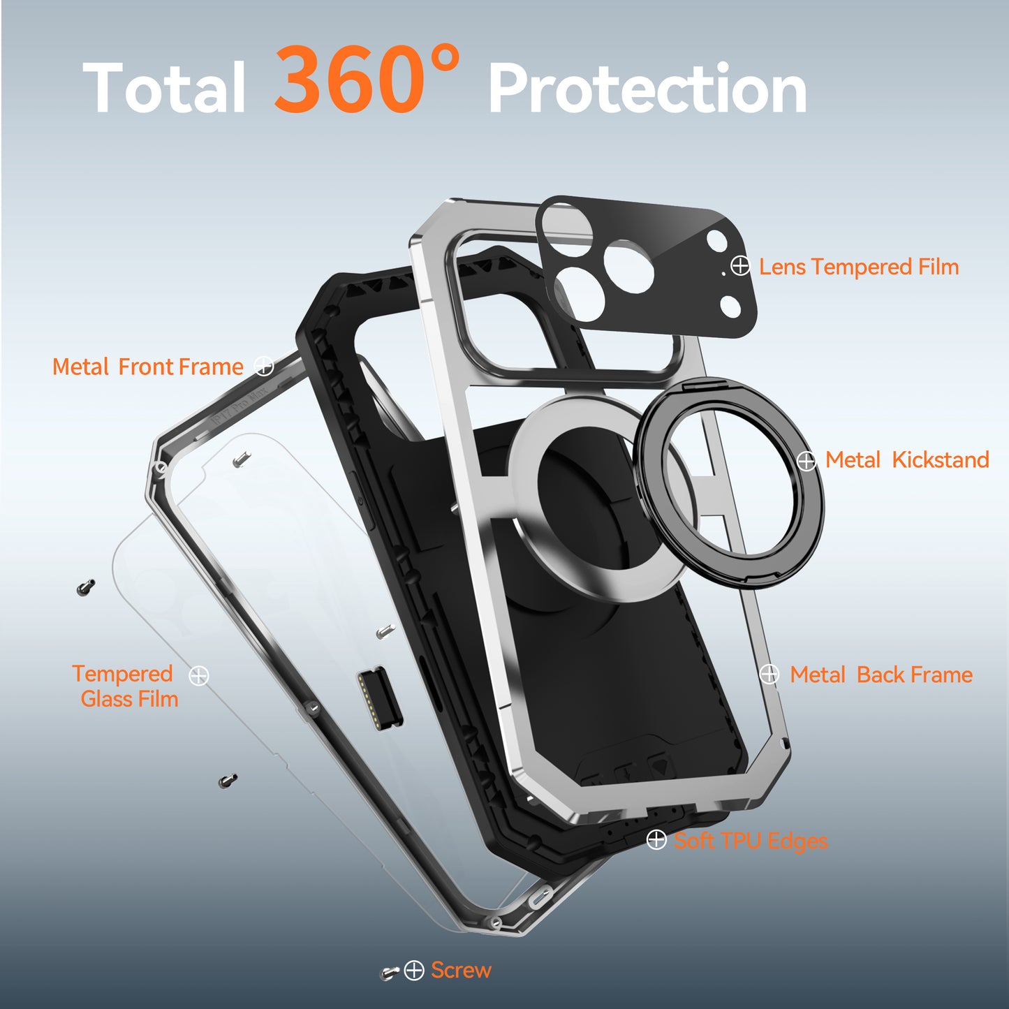 R-Just Kickstand IV MagSafe Lens Protector IP67 Metal Outdoor Military Heavy Duty Case Cover