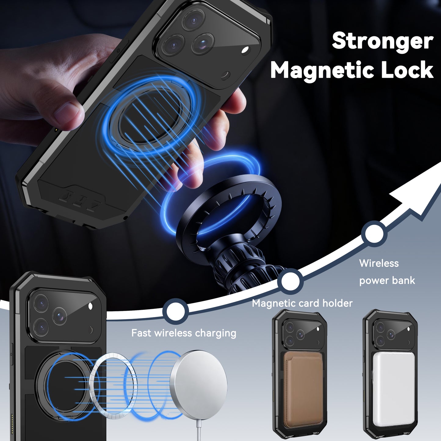 R-Just Kickstand IV MagSafe Lens Protector IP67 Metal Outdoor Military Heavy Duty Case Cover