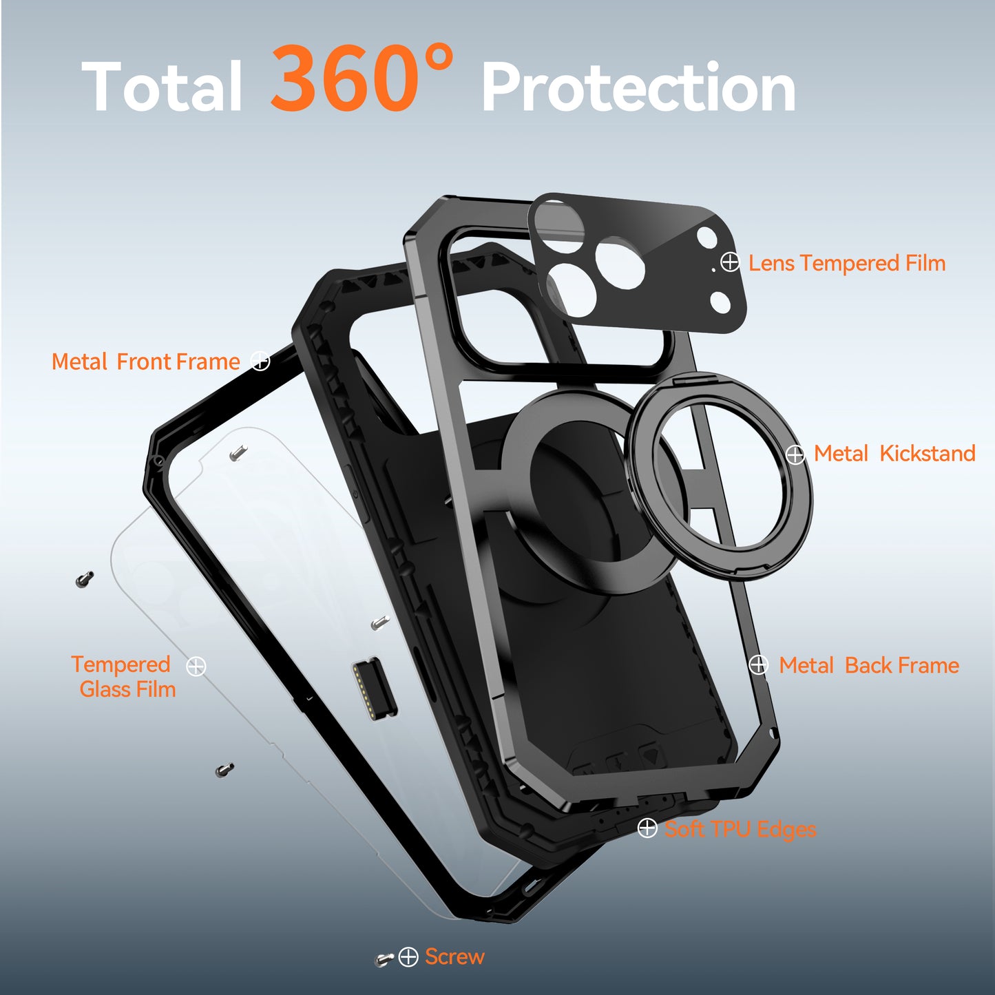 R-Just Kickstand IV MagSafe Lens Protector IP67 Metal Outdoor Military Heavy Duty Case Cover