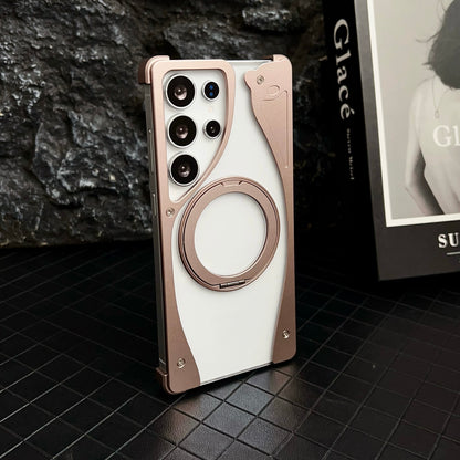 Armor King Stoat Bezel-less MagSafe Transparent PC Back Shockproof Metal Case Cover