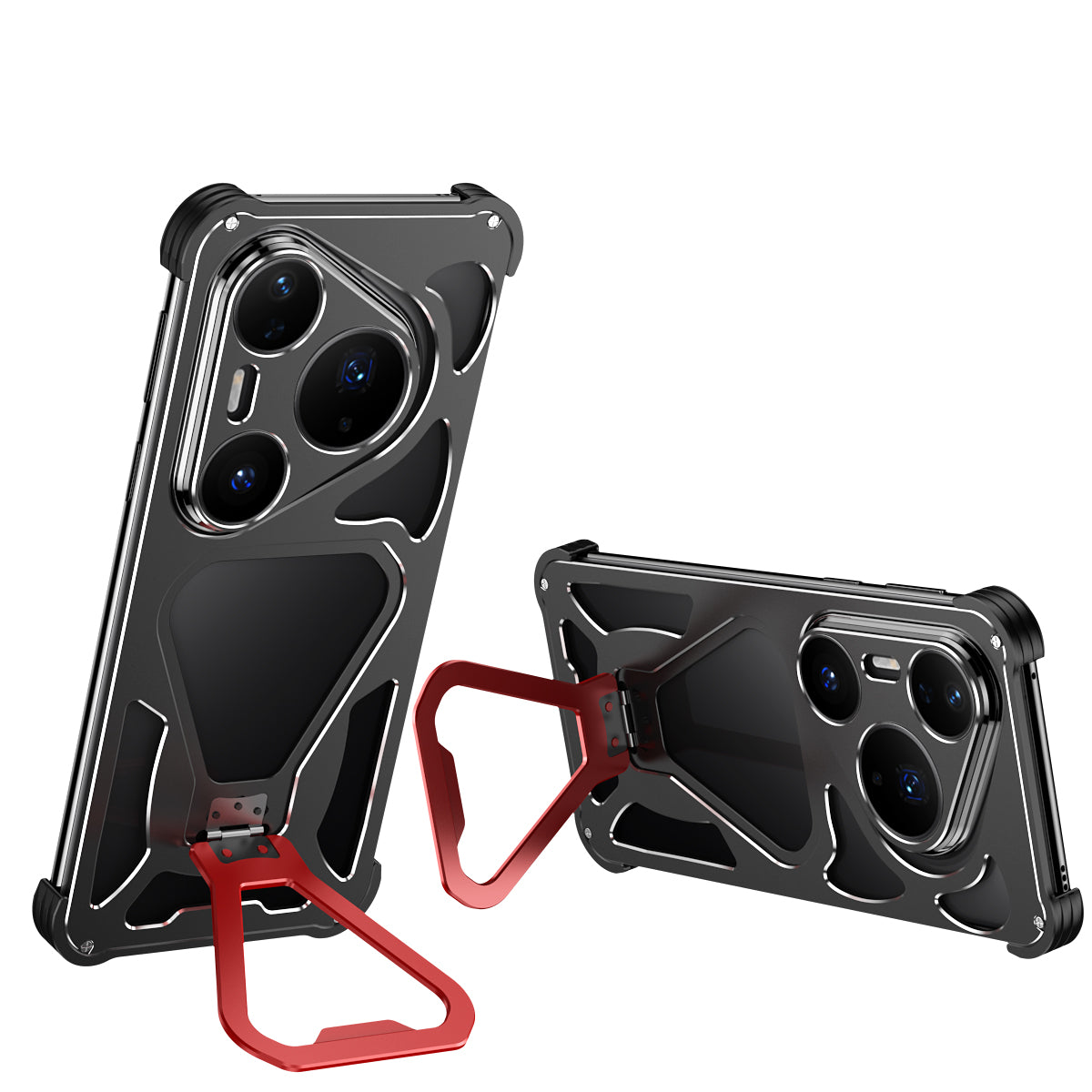 iy Bicolor Transformers Shockproof Aluminum Alloy Kickstand Metal Case Cover