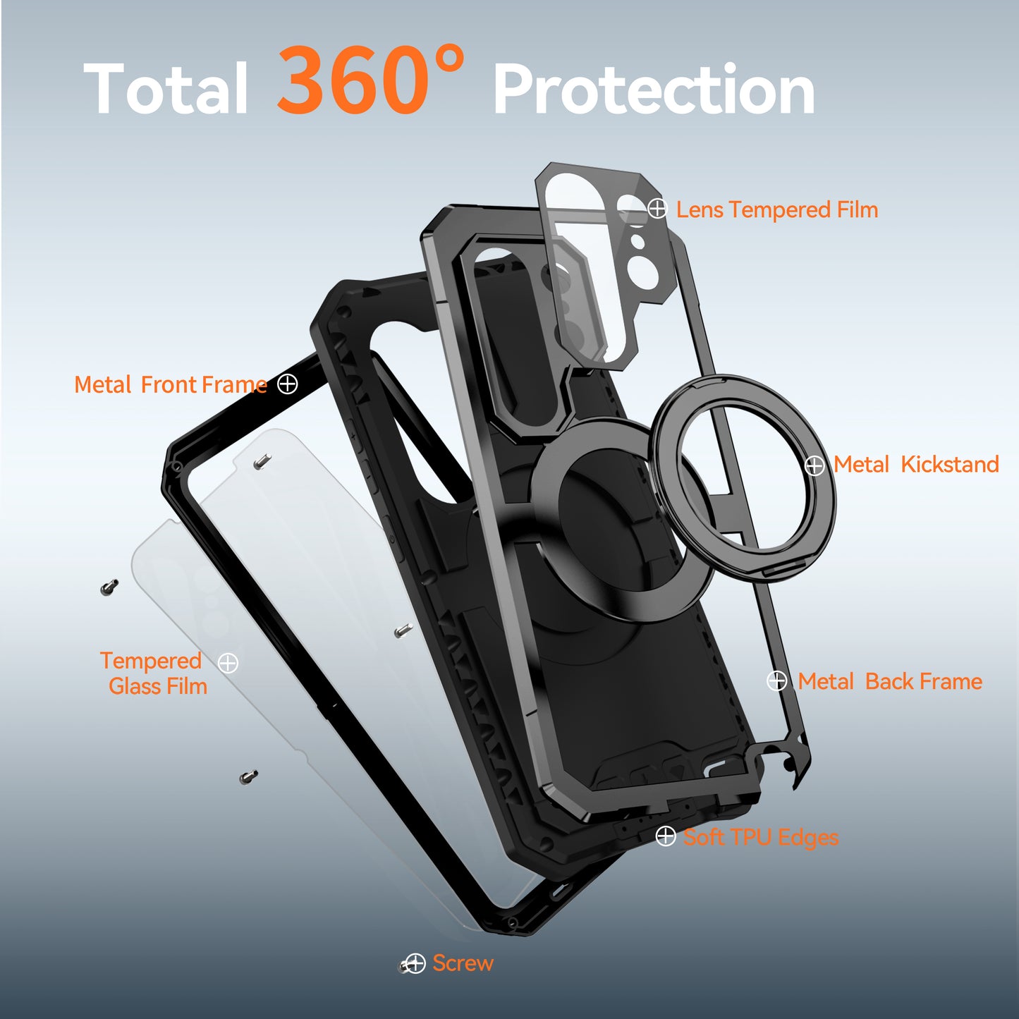 R-Just Kickstand IV MagSafe Lens Protector IP67 Metal Outdoor Military Heavy Duty Case Cover