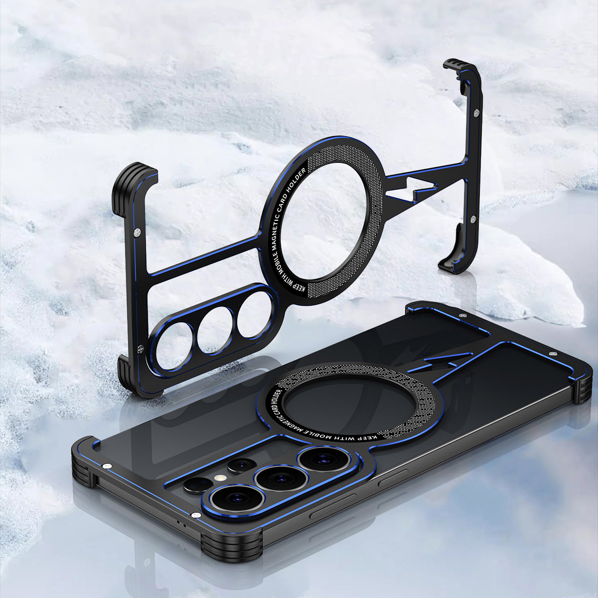 iy Bicolor Thor MagSafe Air Cushion Shockproof Metal Case Cover with Magnetic Kickstand