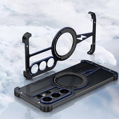 iy Bicolor Thor MagSafe Air Cushion Shockproof Metal Case Cover with Magnetic Kickstand