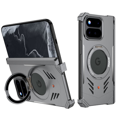 Armor King Supercar MagSafe Pivot Ring Stand Elastic Buckle Frameless Metal Case Cover