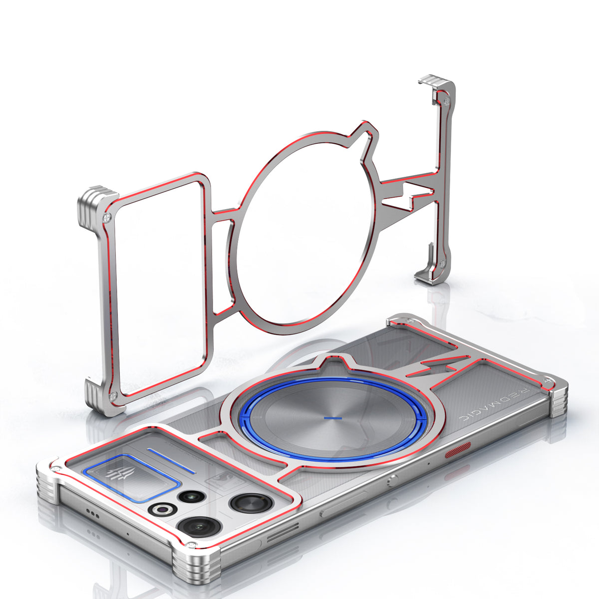 iy Bicolor Thor MagSafe Air Cushion Shockproof Metal Case Cover with Magnetic Kickstand