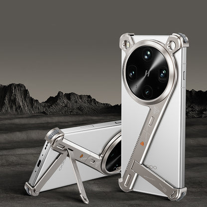 Oatsbasf Geometric Frameless Fulcrum Air Cushion Kickstand Metal Case Cover