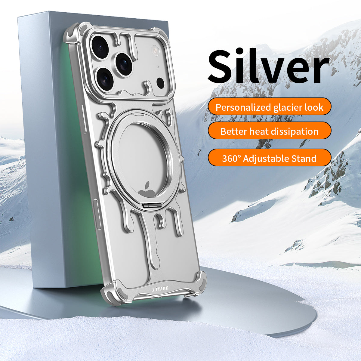 Armor King Glacier MagSafe Pivot Ring Stand Air Cushion Shockproof Metal Case Cover