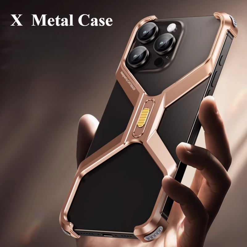 Oatsbasf X-Shape Aluminum Alloy Frameless Slim Bumper Shockproof Metal Case