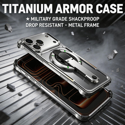 Luphie Mecha Armor Metal Case Cover with Magnetic Ring Holder MagSafe Bracket