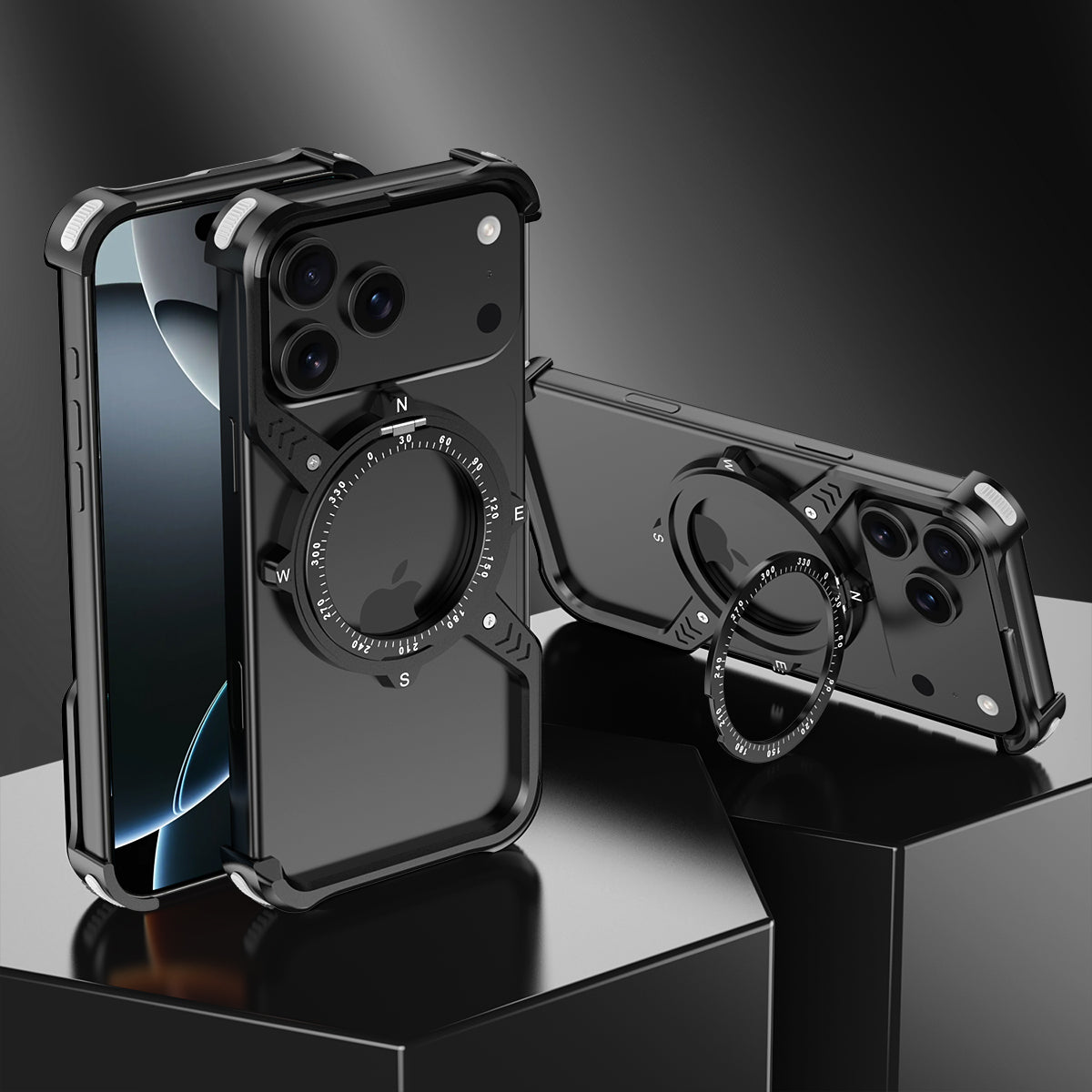 Armor King S Mechanical Gear MagSafe Pivot Ring Stand Air Cushion Sports Metal Case Cover