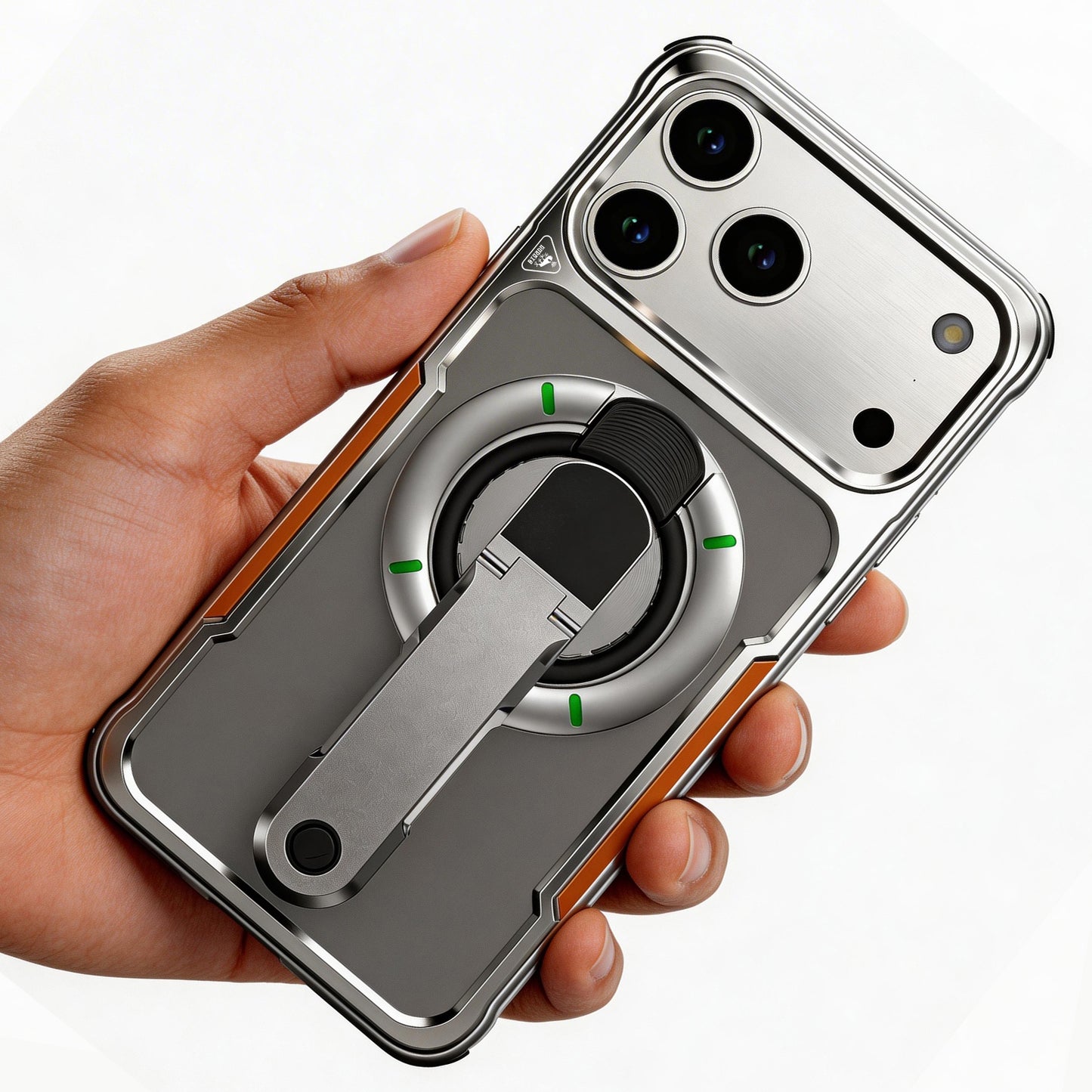 Luphie Mecha Armor Metal Case Cover with Magnetic Ring Holder MagSafe Bracket