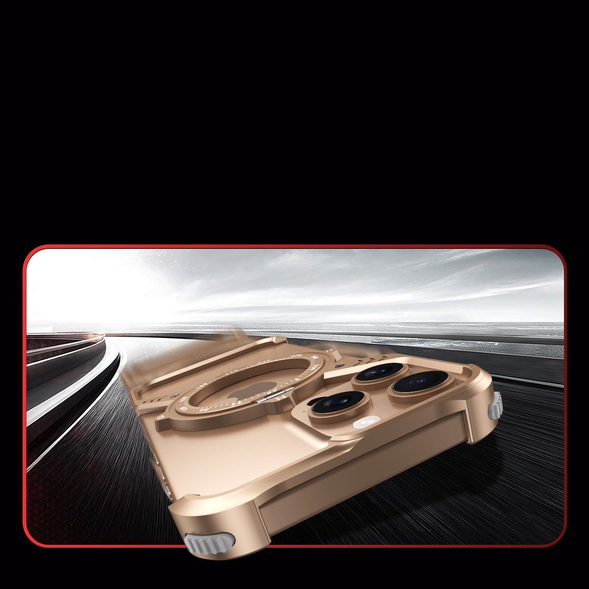 Armor King S Mechanical Gear MagSafe Pivot Ring Stand Air Cushion Sports Metal Case Cover