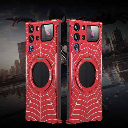 Armor King Spiderweb MagSafe Pivot Ring Stand Shockproof Frameless Metal Case Cover