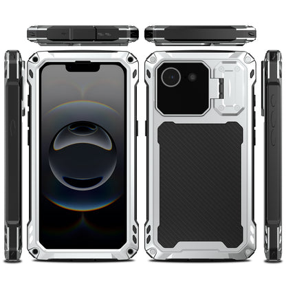 Armor King Silver Shield MagSafe Lens Protector Kickstand Military Heavy Duty Metal Case