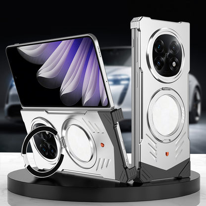 Armor King Supercar MagSafe Pivot Ring Stand Elastic Buckle Frameless Metal Case Cover