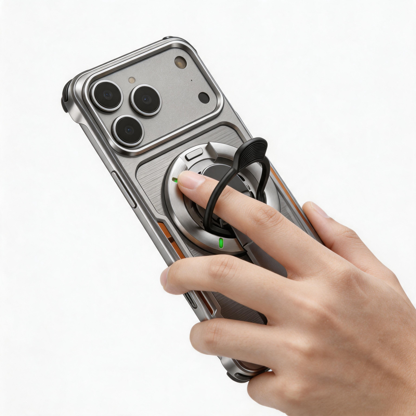 Luphie Mecha Armor Metal Case Cover with Magnetic Ring Holder MagSafe Bracket