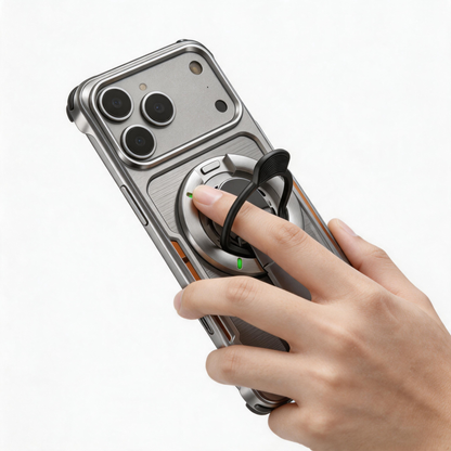 Luphie Mecha Armor Metal Case Cover with Magnetic Ring Holder MagSafe Bracket