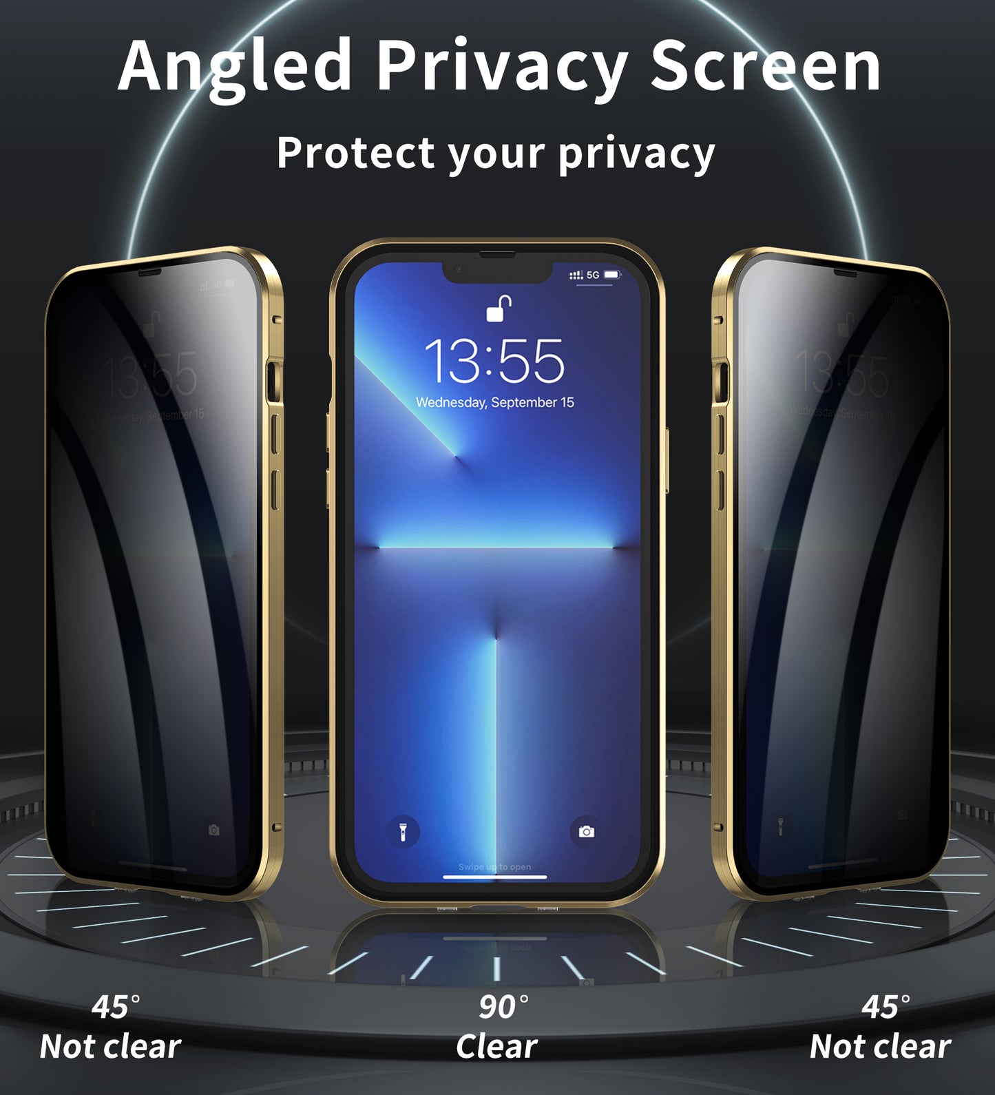 Armor King Magic Cube Anti-Spy Privacy / HD Clear Tempered Glass + Metal + PC Magnetic Case Cover