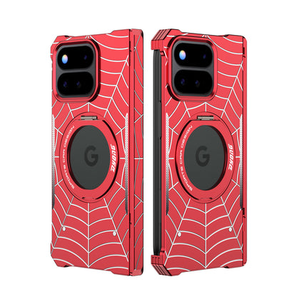 Armor King Spiderweb MagSafe Pivot Ring Stand Shockproof Frameless Metal Case Cover