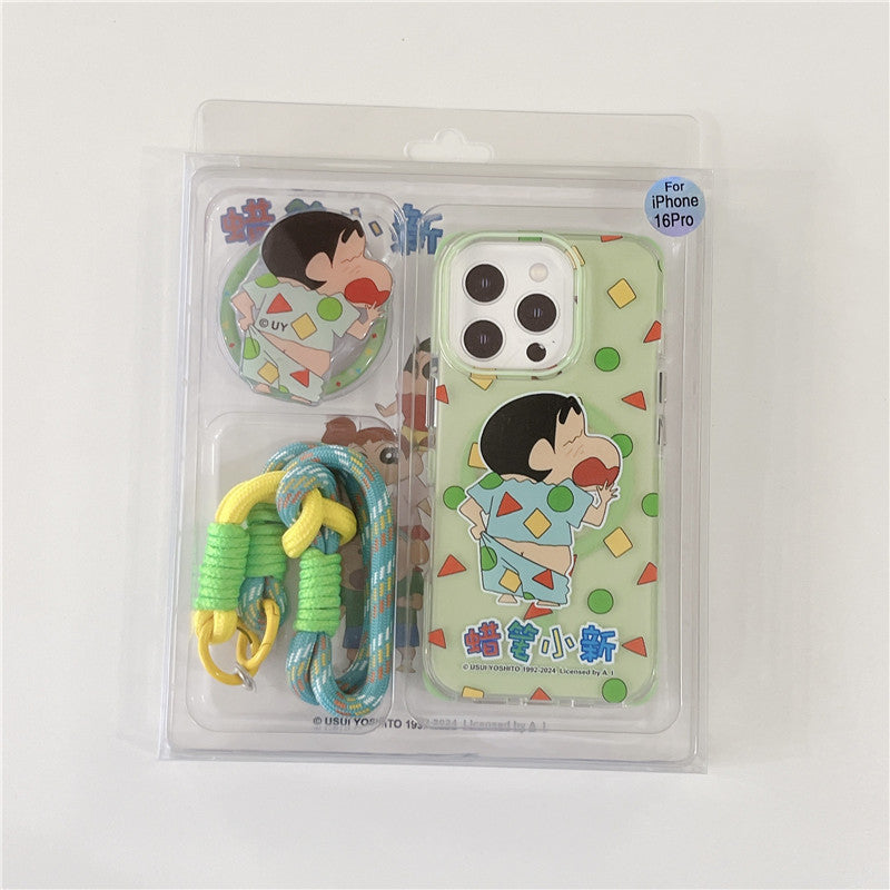 Crayon Shin-chan MagSafe Shockproof Case with Lanyard & Magnetic Airbag Grip Bracket