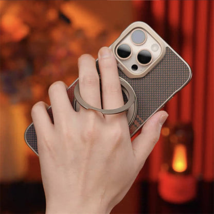 Armor King Bezel-less Aramid Fiber MagSafe Pivot Ring Stand PC Back Case Cover