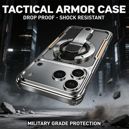 Luphie Mecha Armor Metal Case Cover with Magnetic Ring Holder MagSafe Bracket