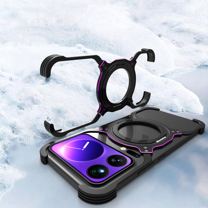 iy Bicolor Robotic Arm MagSafe Pivot Ring Stand Case Cover with Lens Protector