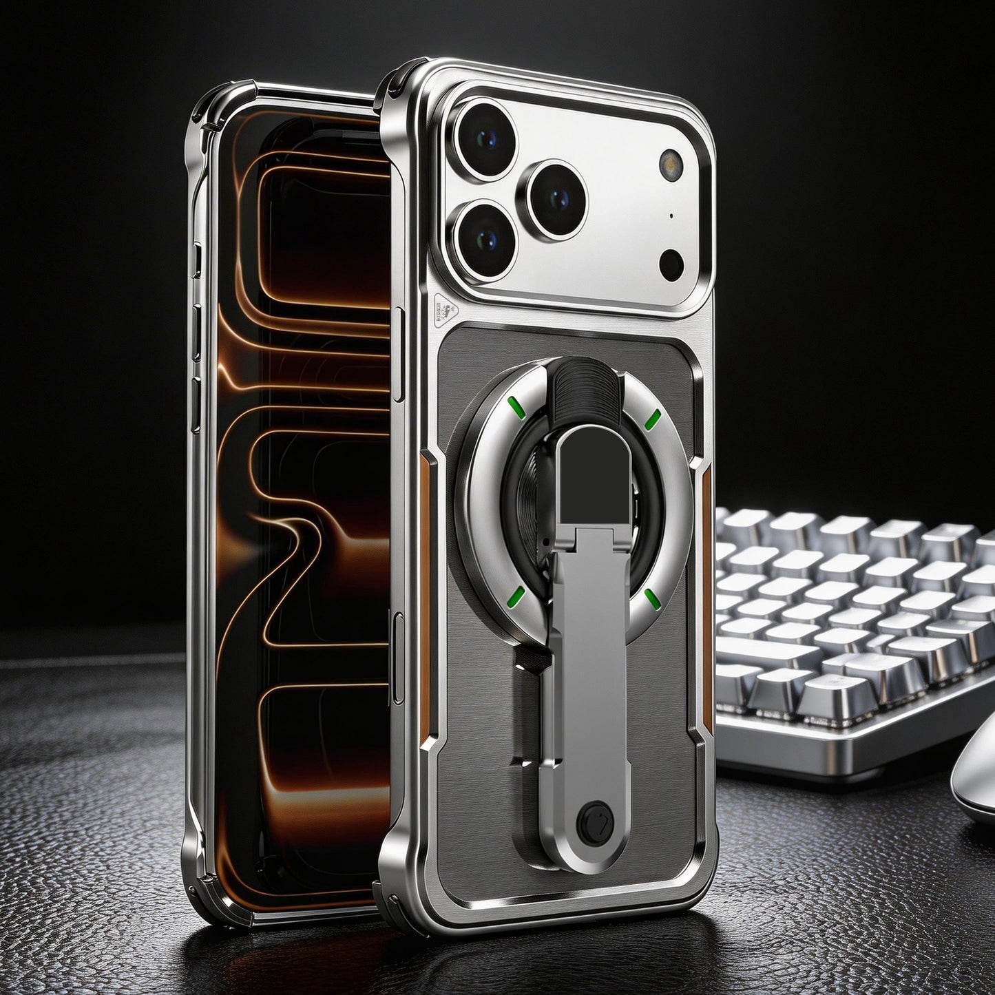 Luphie Mecha Armor Metal Case Cover with Magnetic Ring Holder MagSafe Bracket