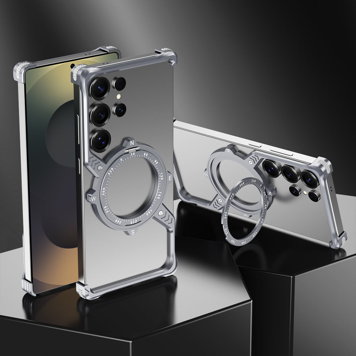 Armor King S Mechanical Gear MagSafe Pivot Ring Stand Air Cushion Sports Metal Case Cover