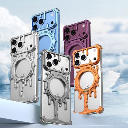 Armor King Glacier MagSafe Pivot Ring Stand Air Cushion Shockproof Metal Case Cover