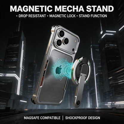 Luphie Mecha Armor Metal Case Cover with Magnetic Ring Holder MagSafe Bracket