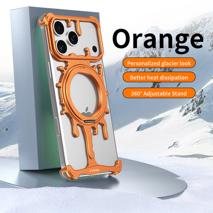 Armor King Glacier MagSafe Pivot Ring Stand Air Cushion Shockproof Metal Case Cover