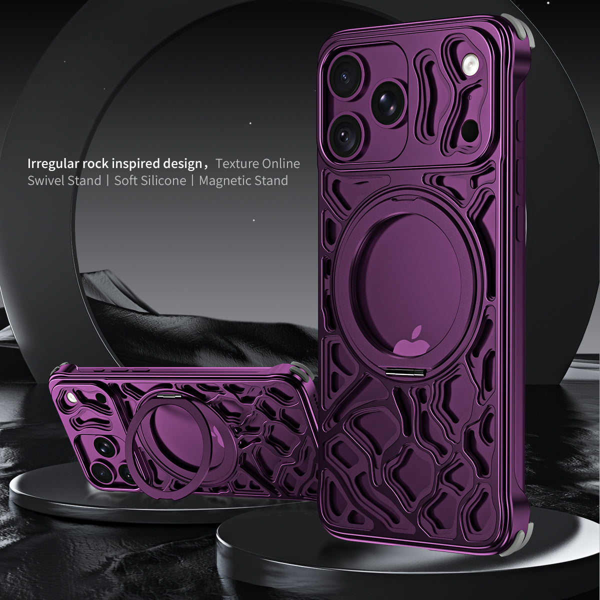 Armor King Rocky Clouds MagSafe Pivot Ring Stand Air Cushion Metal Case Cover