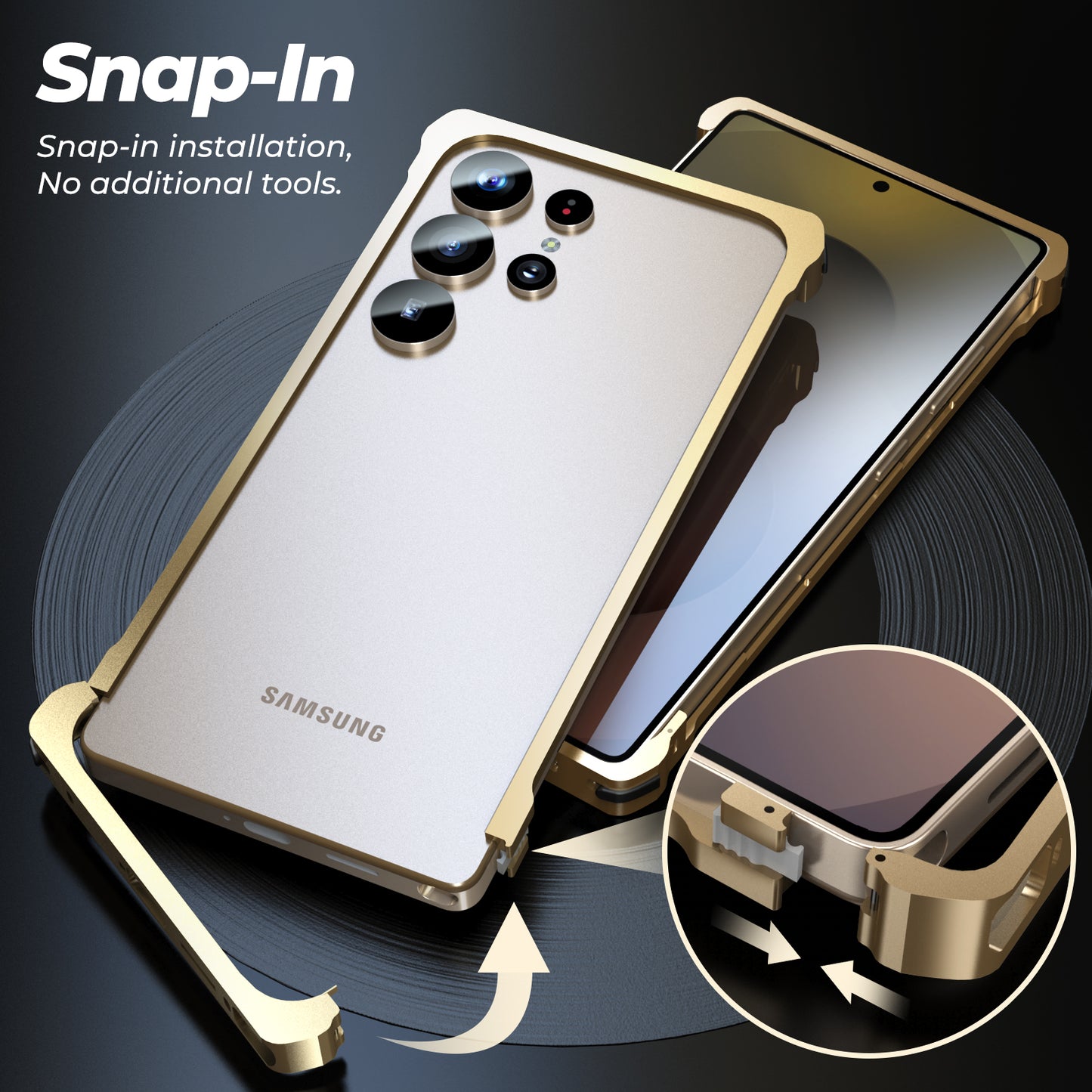 Luphie Slim Light Shockproof Snap-on Aluminum Metal Bumper Case Cover
