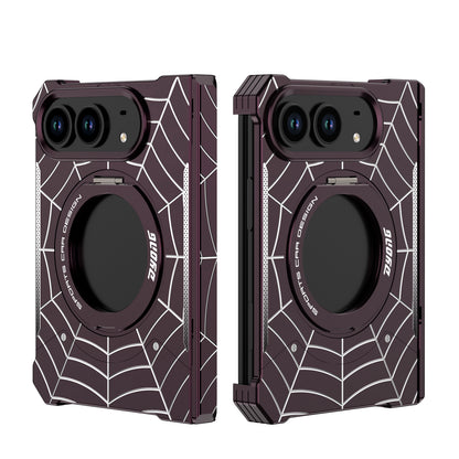 Armor King Spiderweb MagSafe Pivot Ring Stand Shockproof Frameless Metal Case Cover