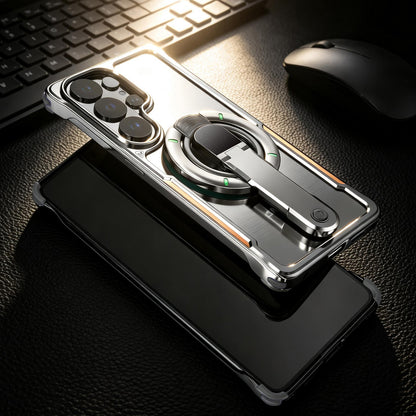 Luphie Mecha Armor Metal Case Cover with Magnetic Ring Holder MagSafe Bracket