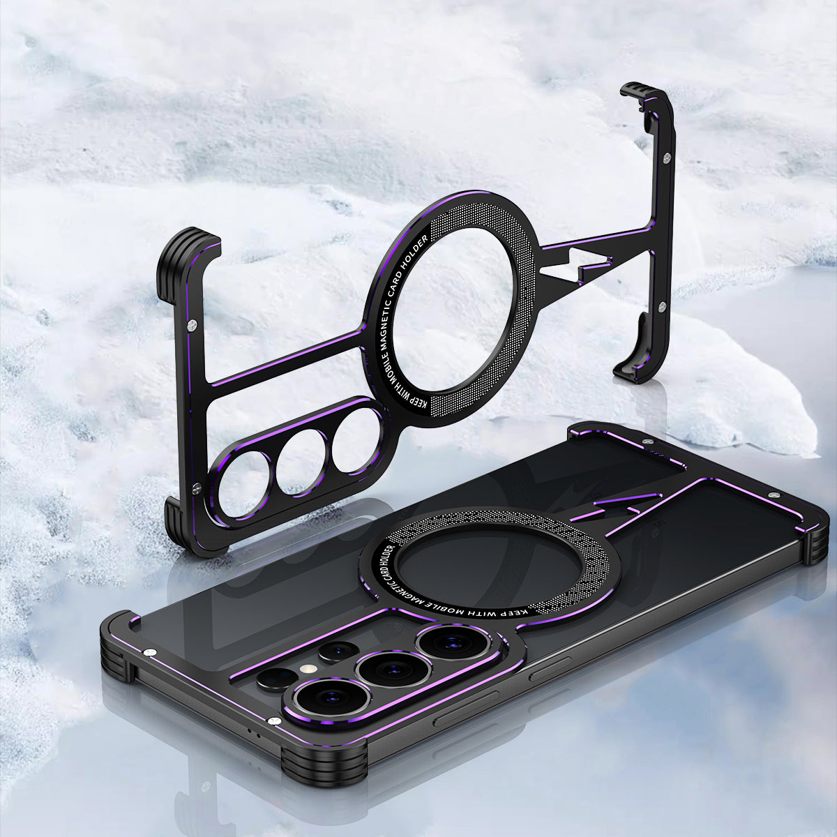 iy Bicolor Thor MagSafe Air Cushion Shockproof Metal Case Cover with Magnetic Kickstand