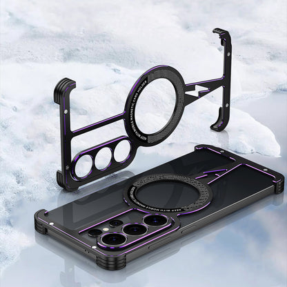 iy Bicolor Thor MagSafe Air Cushion Shockproof Metal Case Cover with Magnetic Kickstand