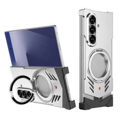 Armor King Supercar MagSafe Pivot Ring Stand Elastic Buckle Frameless Metal Case Cover