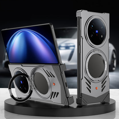 Armor King Supercar MagSafe Pivot Ring Stand Elastic Buckle Frameless Metal Case Cover