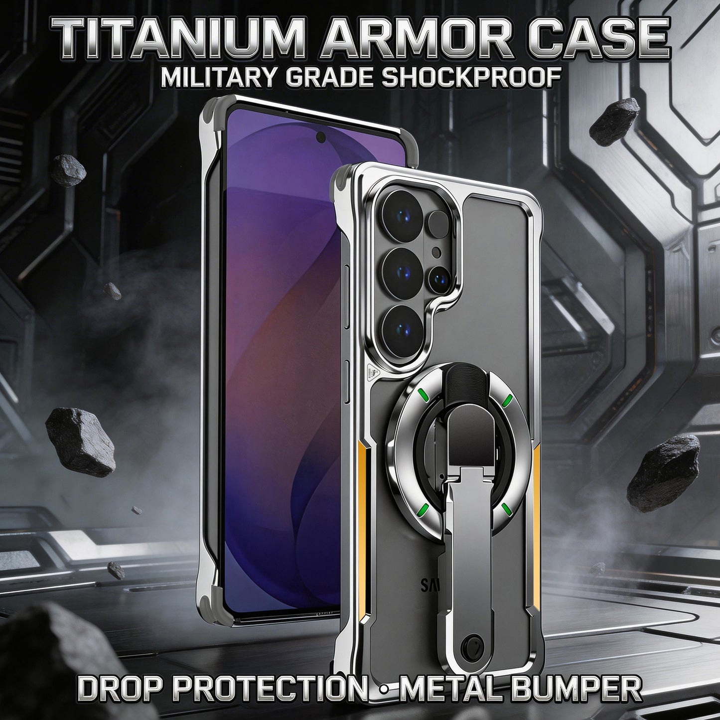 Luphie Mecha Armor Metal Case Cover with Magnetic Ring Holder MagSafe Bracket