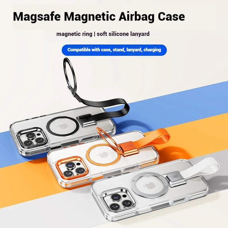 Oatsbasf One Belt Magsafe Silicone Lanyard Detachable Ring Bracket AirMax Shockproof Case Cover