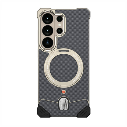 Armor King Hypercar MagSafe Pivot Ring Stand Elastic Buckle Metal+Leather Back Case Cover