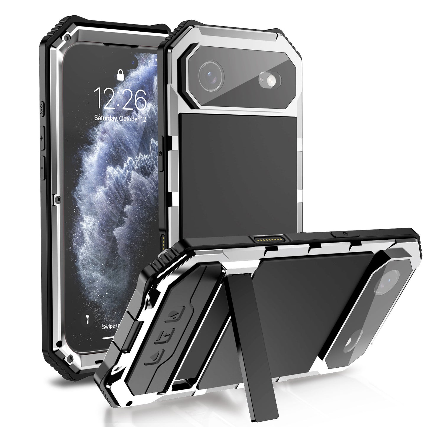 R-Just King Kong Kickstand III Lens Protector IP54 Metal Outdoor Military Heavy Duty Case Cover