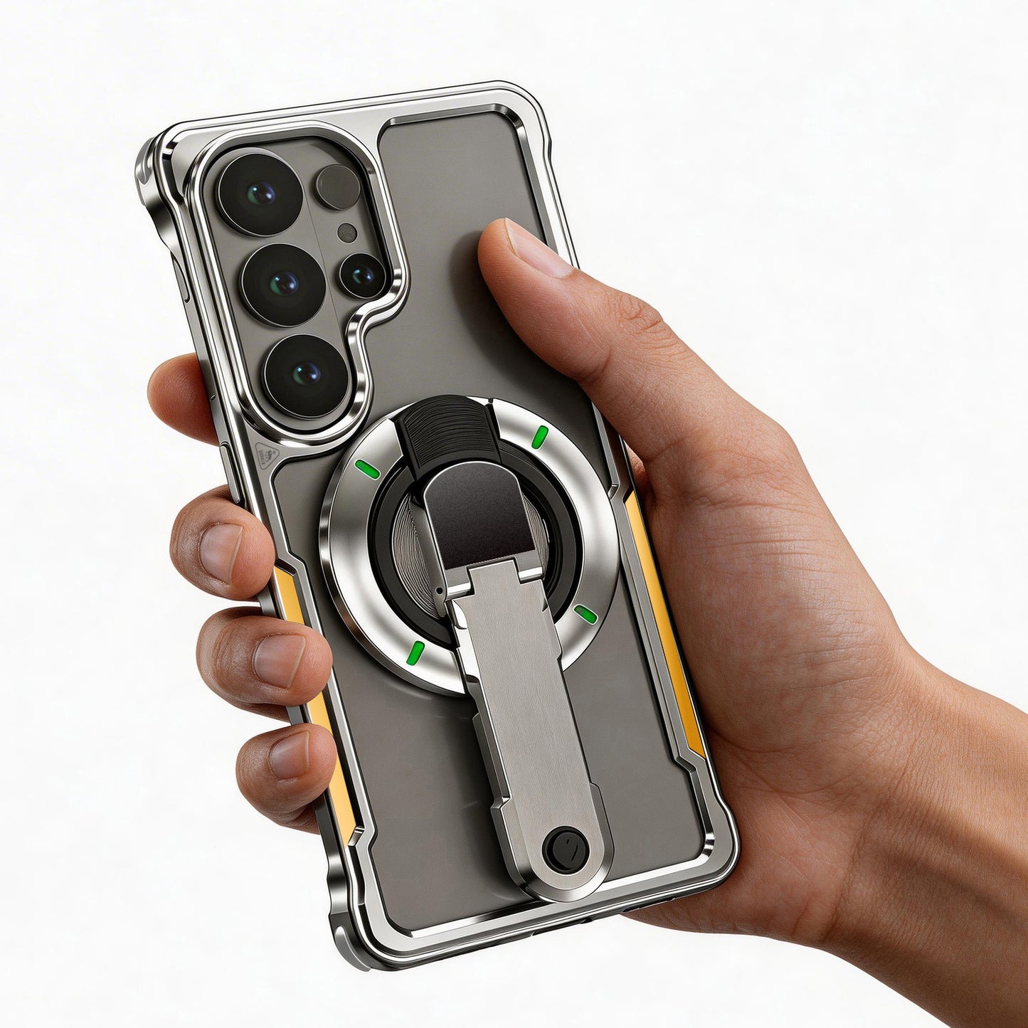Luphie Mecha Armor Metal Case Cover with Magnetic Ring Holder MagSafe Bracket