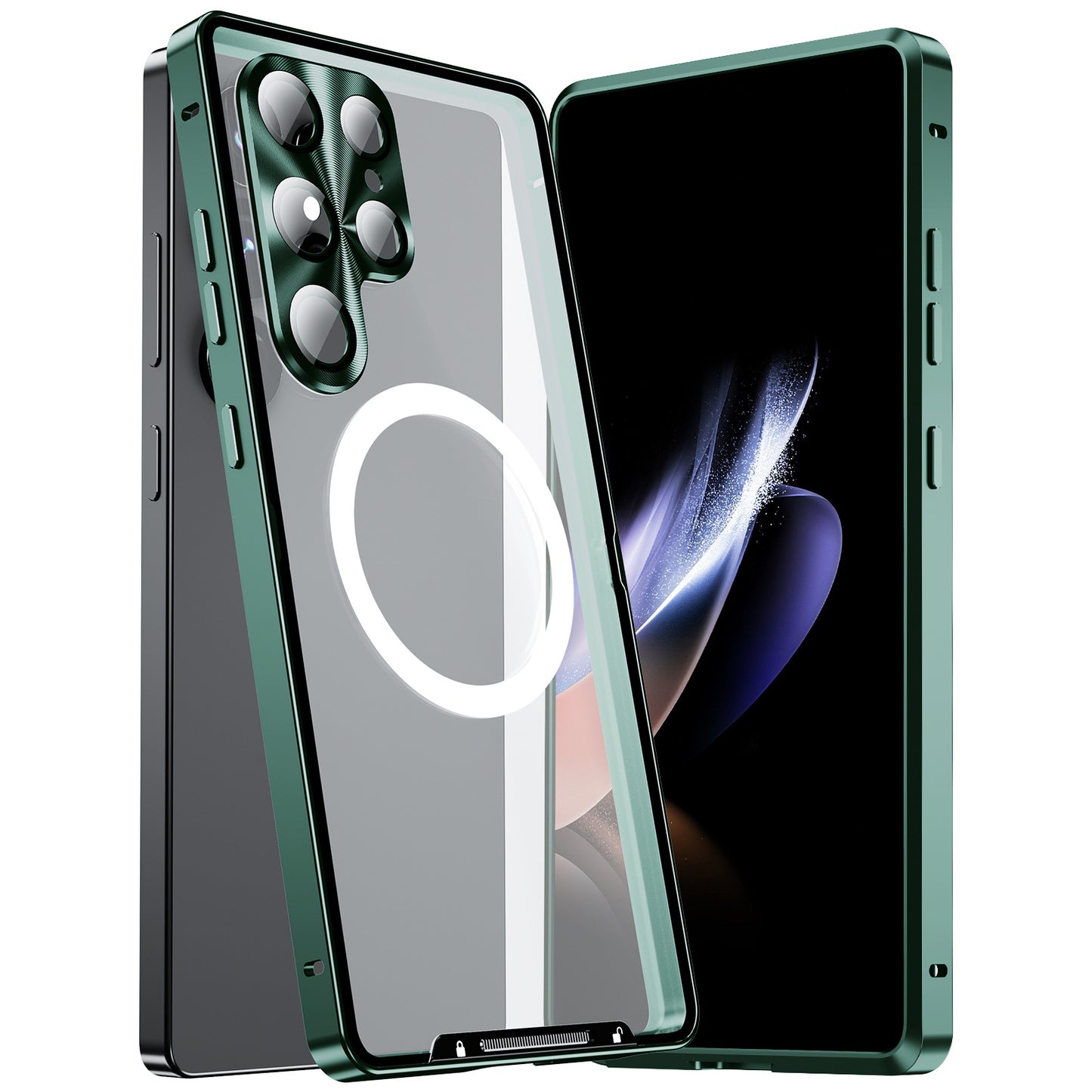 Kylin Armor MagSafe Magic Shield Aluminum Metal Bumper Frosted Back Case Cover for Samsung Smartphones