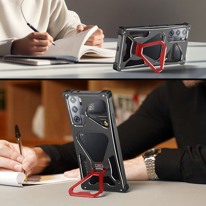 iy Bicolor Transformers Shockproof Aluminum Alloy Kickstand Metal Case Cover